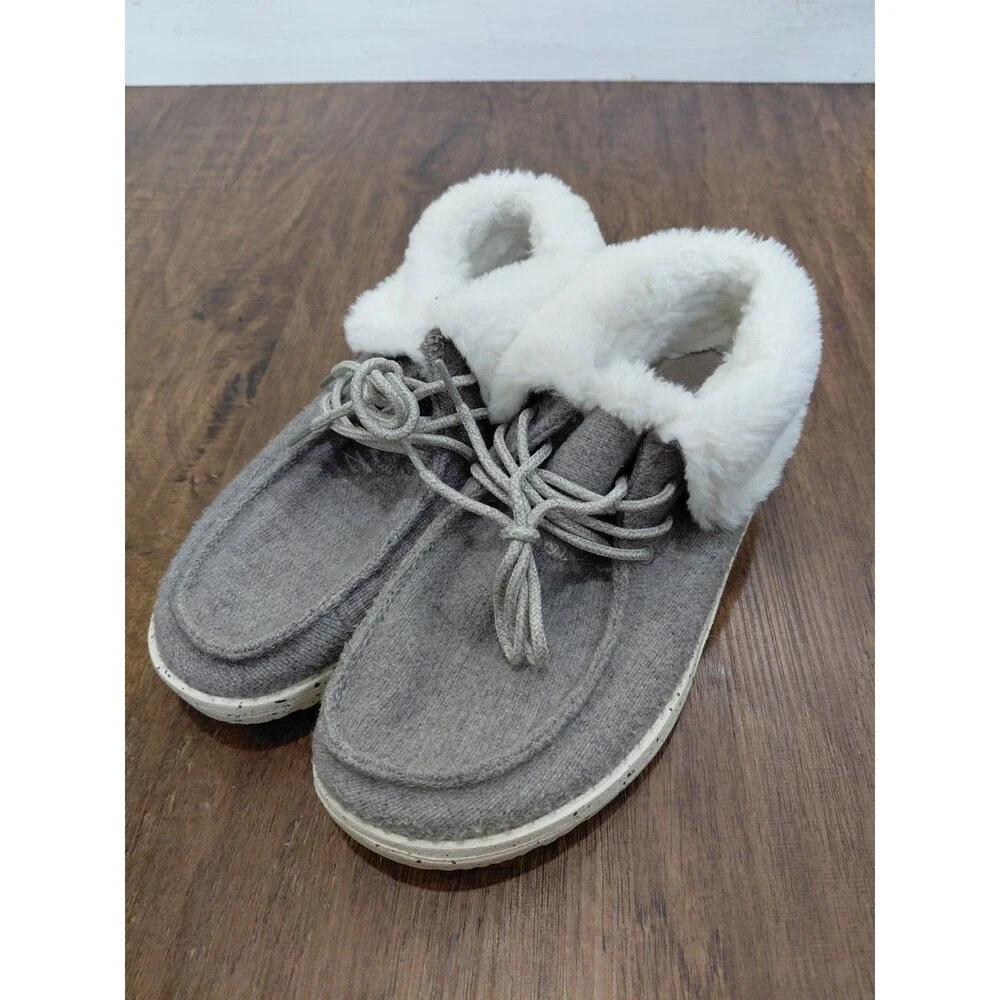 Hey Dude Britt Charcoal  Women's faux fur-lined ankle booties size 6